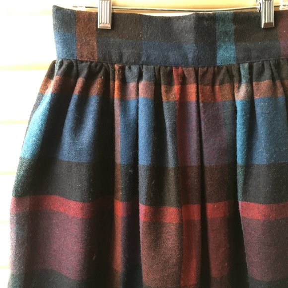 70's Vintage Plaid Midi Skirt Women's XS Wool Blend High Waist - Picture 13 of 13